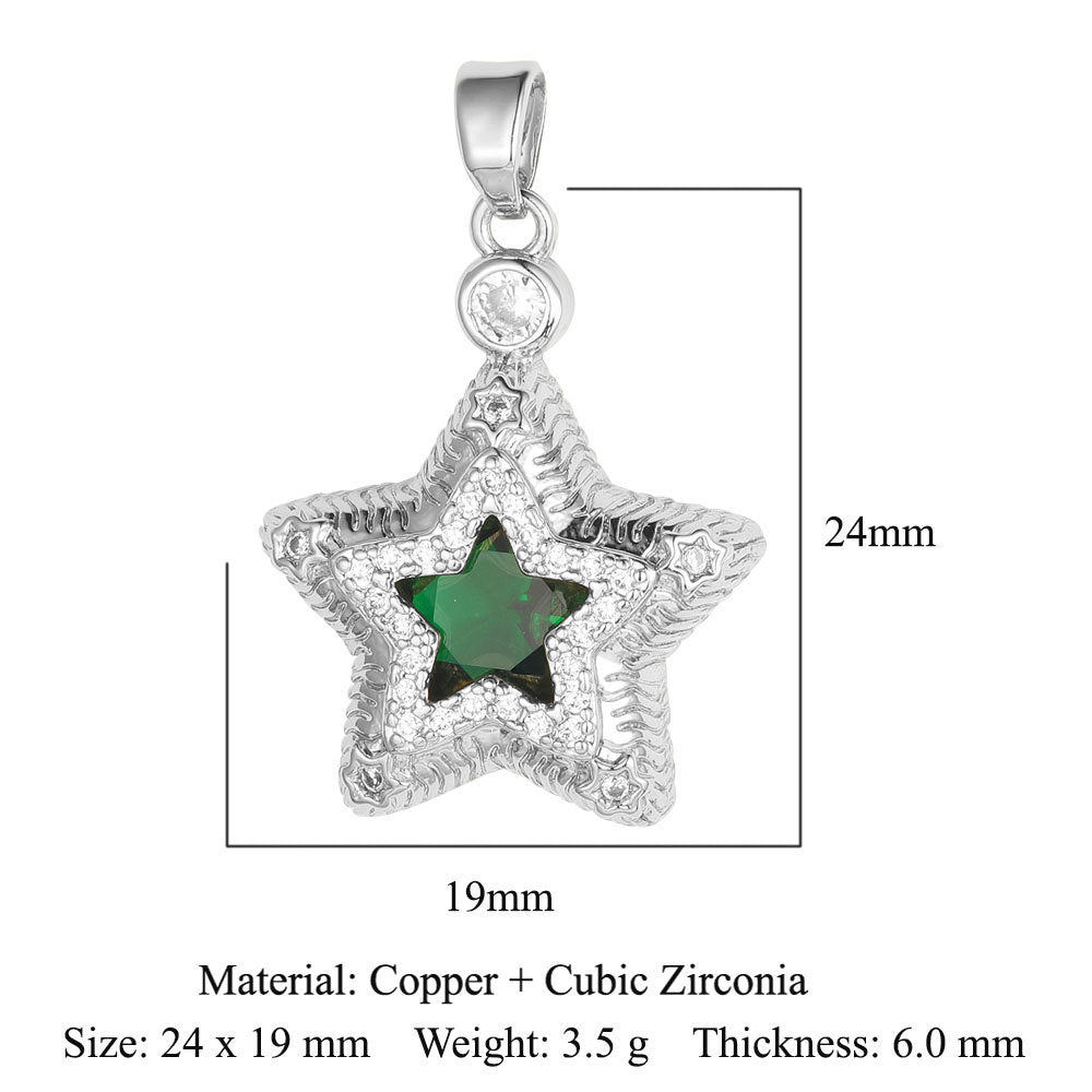 Sun Moon Star Universe Copper Zircon Pendant