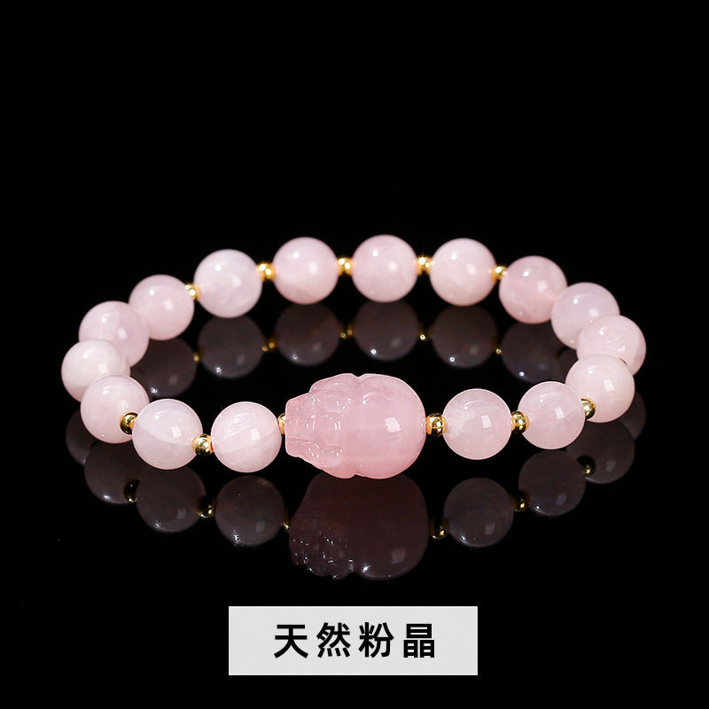 Natural powder crystal Pixiu bracelet.