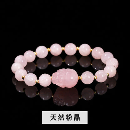 Natural powder crystal Pixiu bracelet.