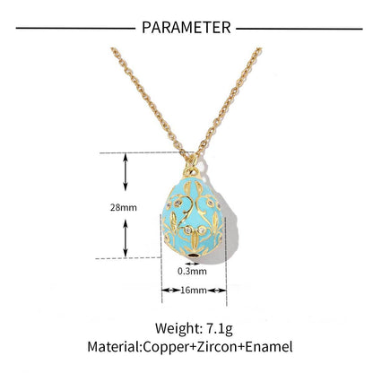 18K real gold color-preserving copper zircon Easter necklace pendant.