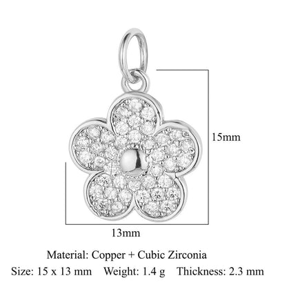 Sunflower Rose Clover Copper Zircon Pendant