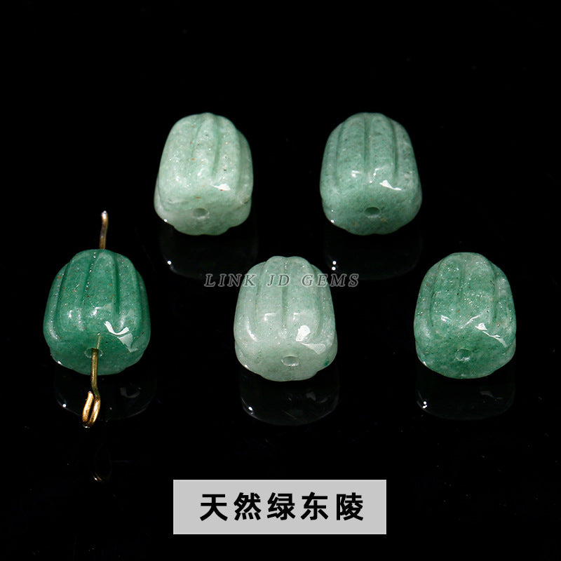 Perlas de calabaza de jade de seda de oro natural, perlas sueltas 