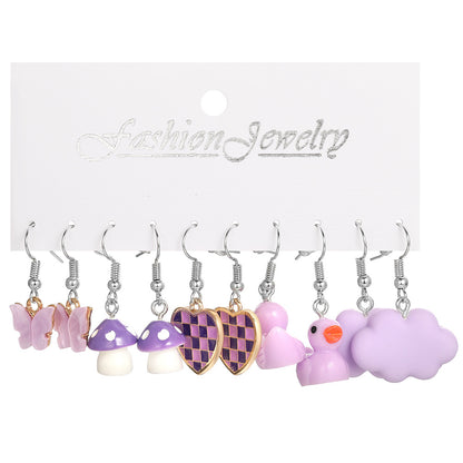 Acrylic cloud heart earrings set 5 pairs