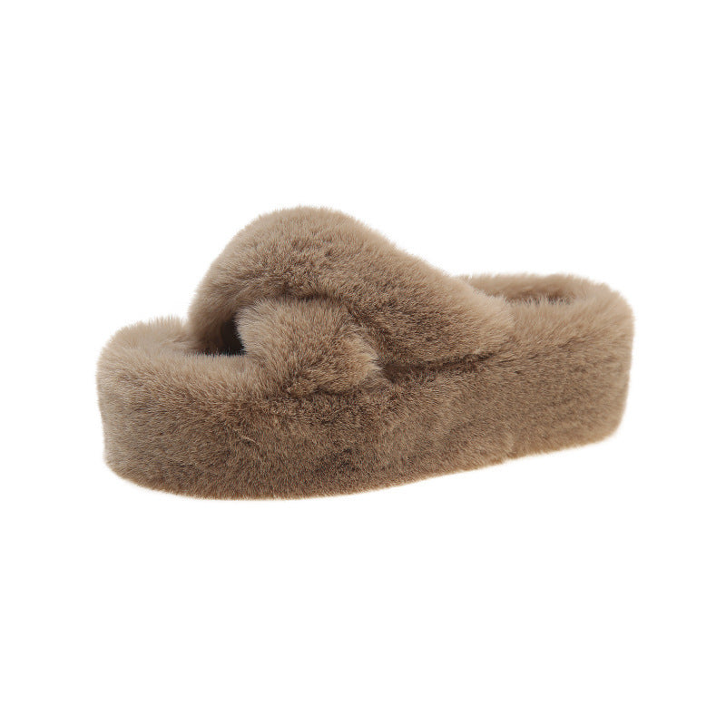 7Cm thick-bottomed fluffy slippers women