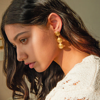 Threaded Hoop Drop Earrings