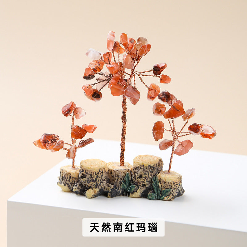 Colorful natural crystal gravel fortune tree ornament