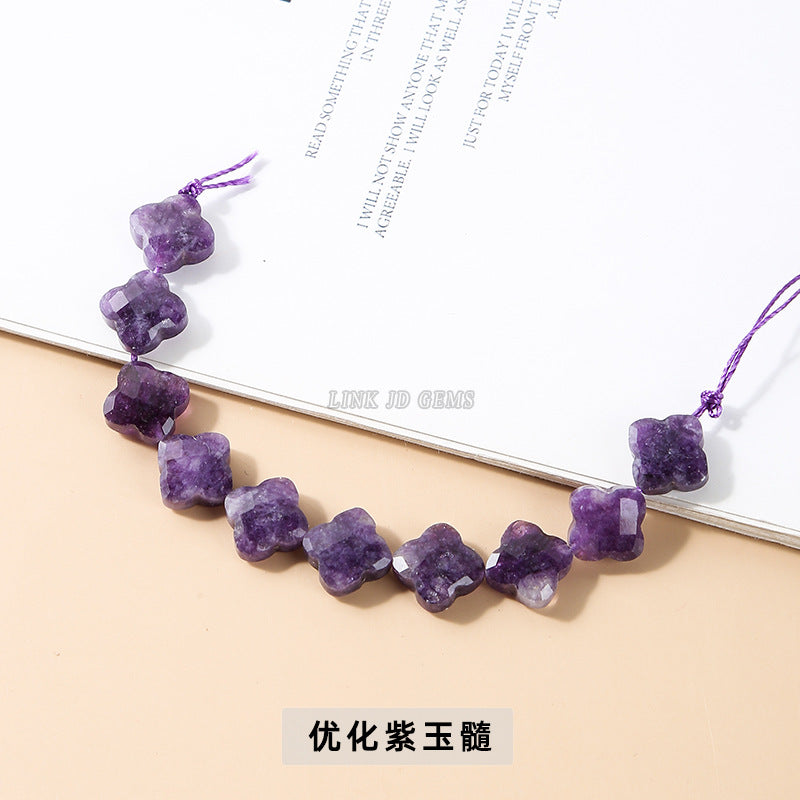 12 * 5Mm Dongling jade cut four-leaf clover-shaped loose beads