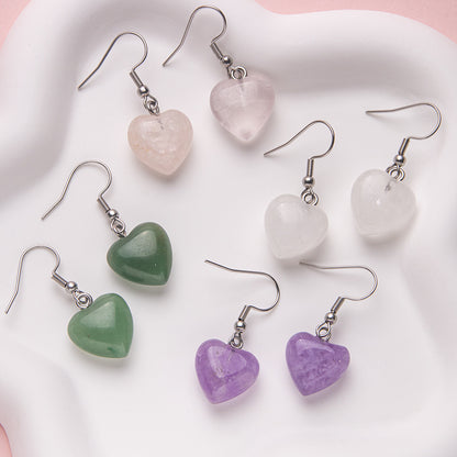 Crystal Stainless Steel Heart Earrings