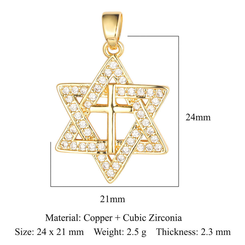 Sun Moon Star Universe Copper Zircon Pendant