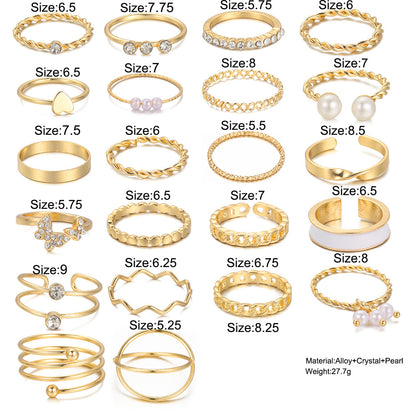 Oil drip butterfly wave ring set 22 pieces