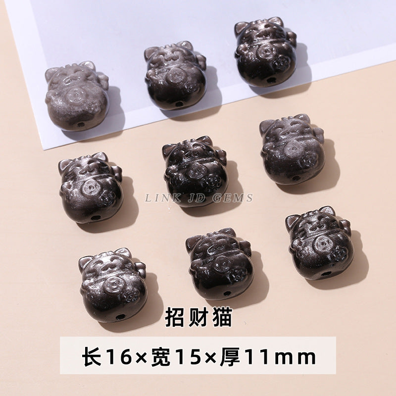 Wholesale of natural silver obsidian carving pendants