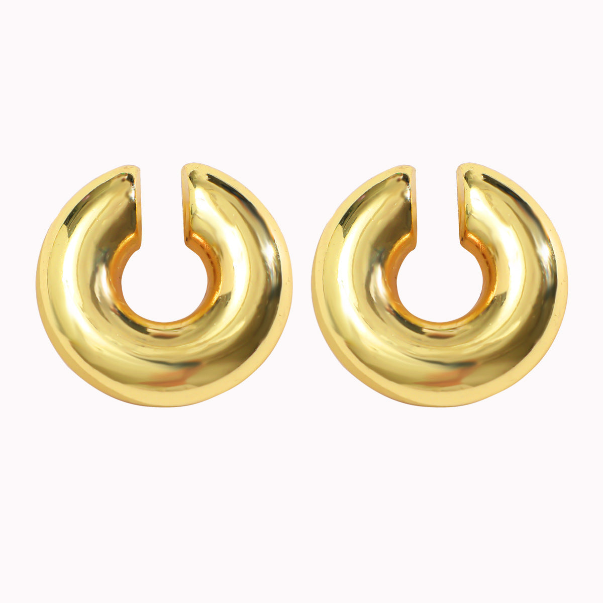 C-Shaped Threaded Hollow Ear Clips for Women