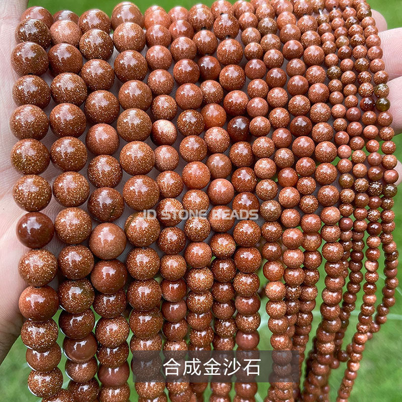 Green sandstone loose beads DIY jewelry accessories