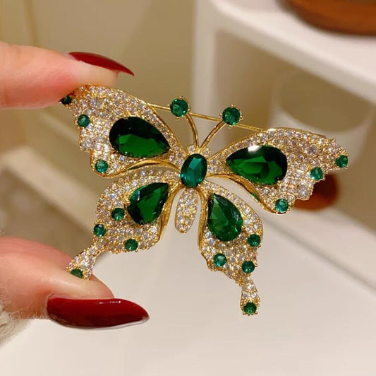 Emerald Temperament Butterfly Brooch