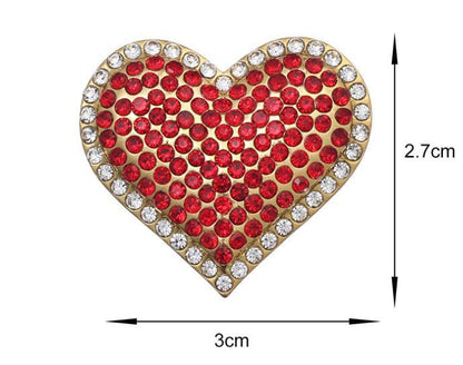 Red Rhinestone Love Brooch Female