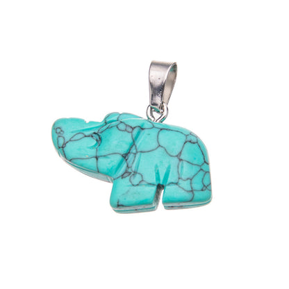 Crystal Animal Carved Elephant Pendant