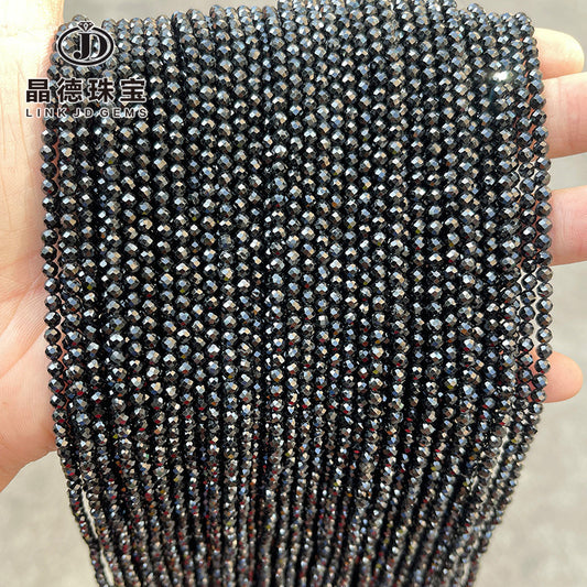 2-4Mm faceted black spinel loose beads faceted round beads