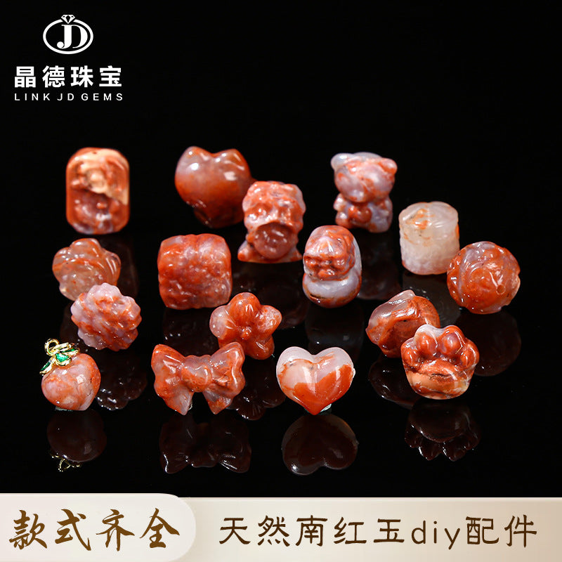 Talla de jade Nanhong natural, cuentas sueltas individuales 