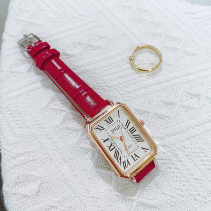 Bamboo Pattern Womens Watch Roman Numerals Square