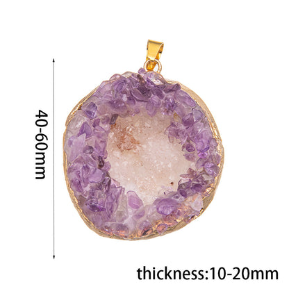 Gold Plated Bezel Amethyst Cluster Pendant