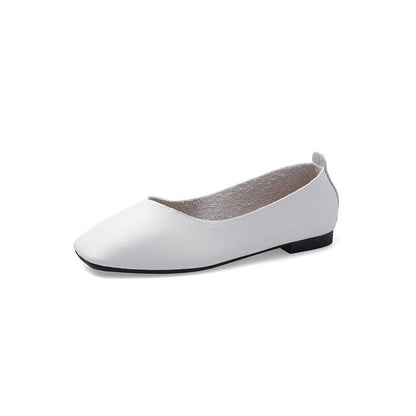 Flat soft leather women's shoes