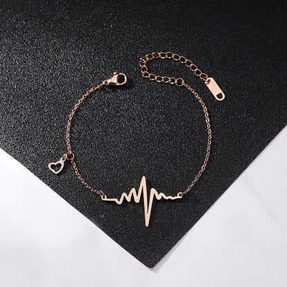 Pulseira de aço titânio EKG, joias de praia 