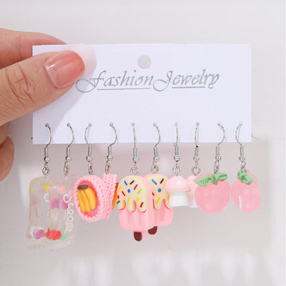 Colorful acrylic earrings set 5 pieces