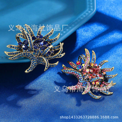 Blue Crystal Brooch