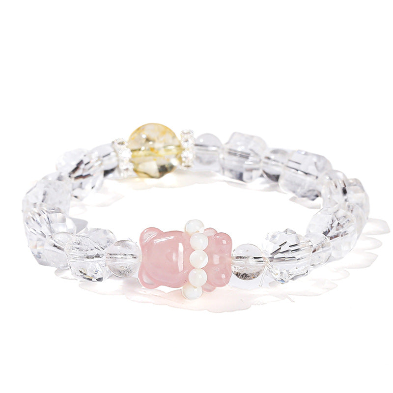 Pulsera de terrón de azúcar de cristal blanco natural. 