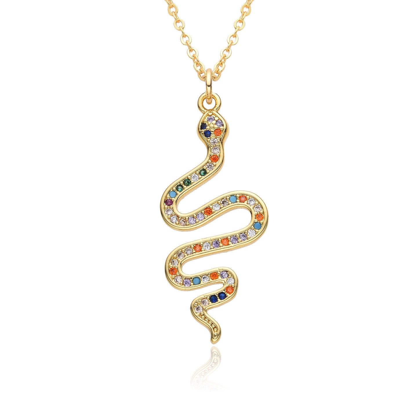 Zircon snake pendant titanium steel necklace