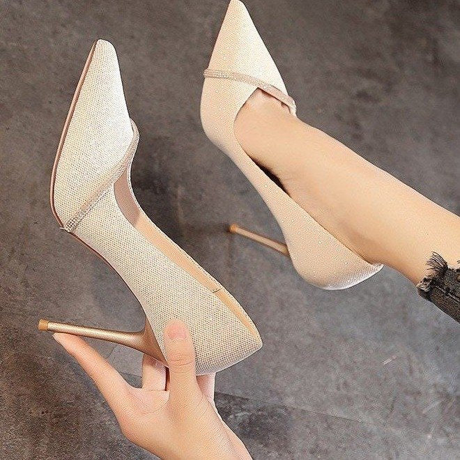 Rhinestone Satin Pointed Heels