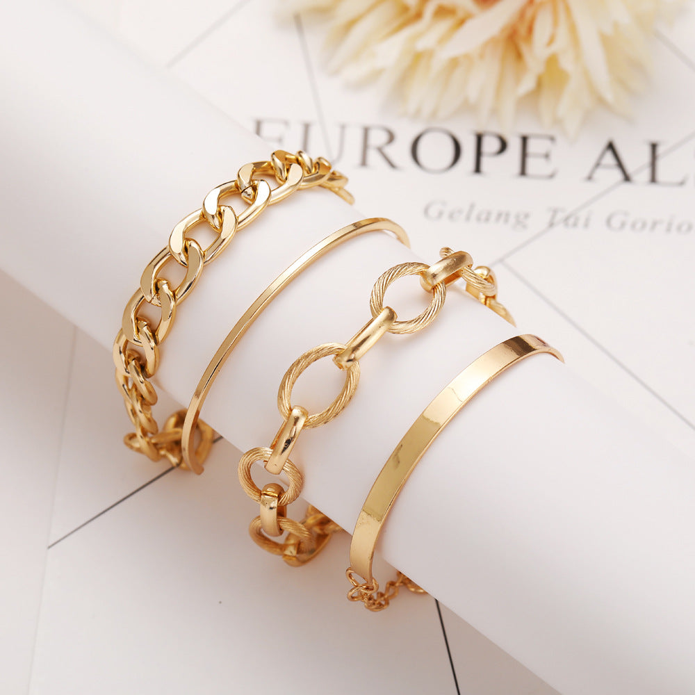 Thick alloy chain personalized bracelet set of 4