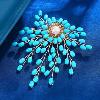 Turquoise fireworks corsage