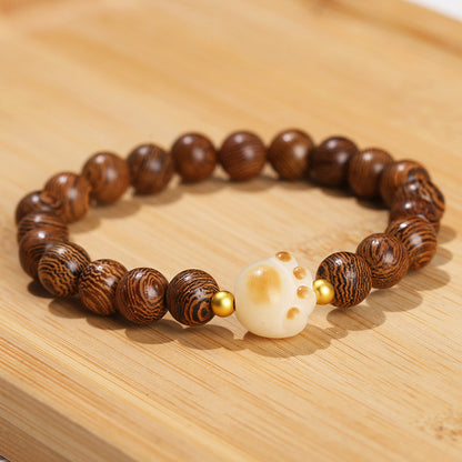 Chicken wing wood round bead charcoal braised Bodhi cat claw bracelet