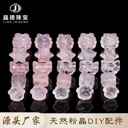 Natural powder crystal cat claw Pixiu engraving pendant