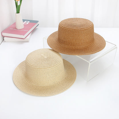 29cm Kids Flat Top Hat Sun Protection Straw Hat