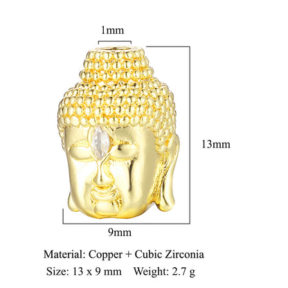 Buddha head skull copper zircon spacer beads