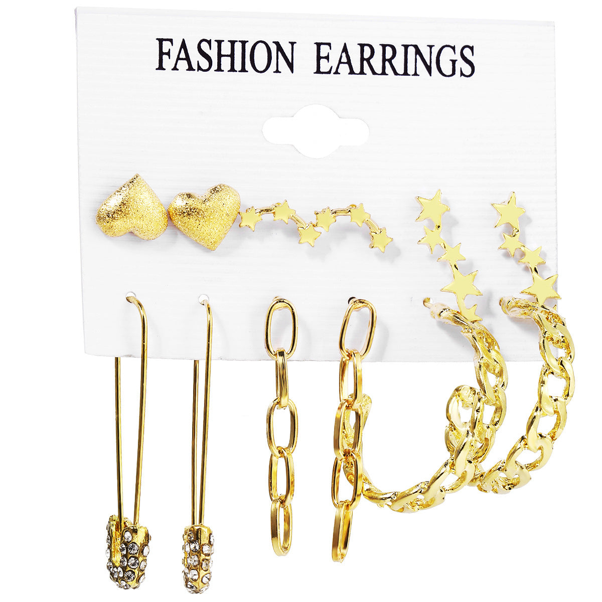 Metal Circle Chain Earring Set 6-Piece Set