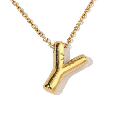 18k real gold titanium steel bubble letter pendant