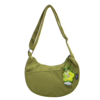 Solid color canvas small yellow flower messenger bag