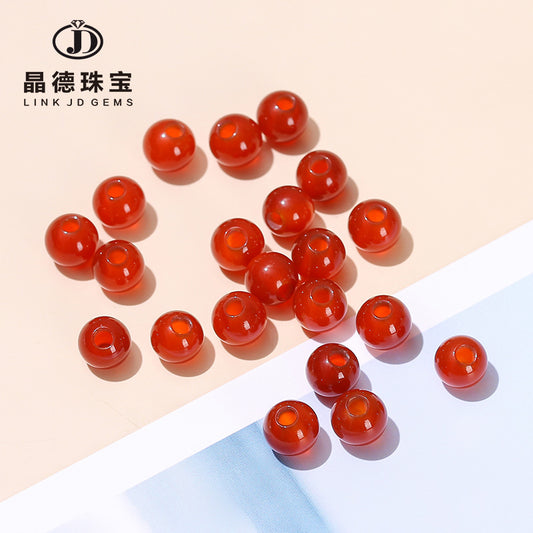 Agate round beads large hole beads