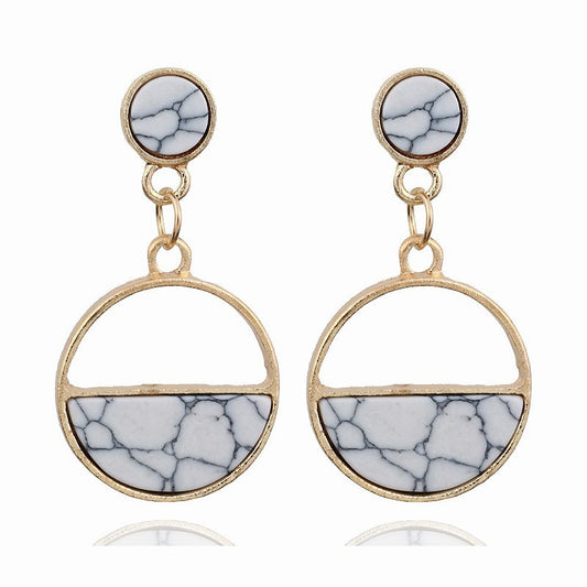 Versatile imitation marble geometric stud earrings