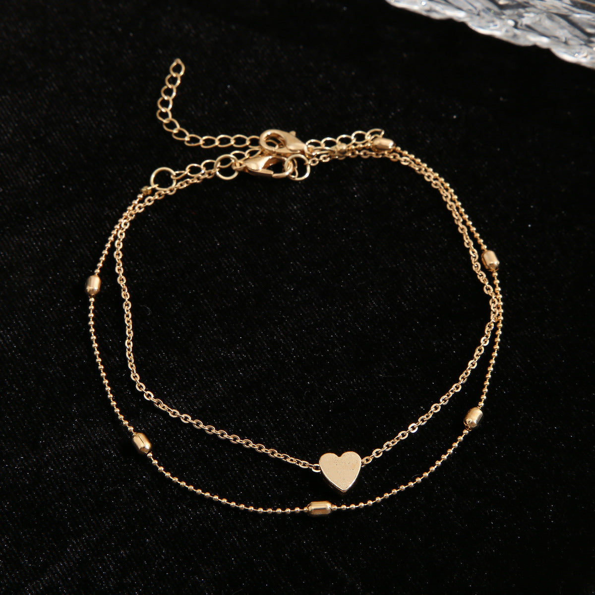 Double-layer love heart anklet jewelry