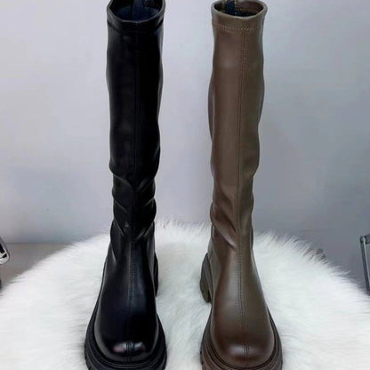 Long thick-soled boots for women