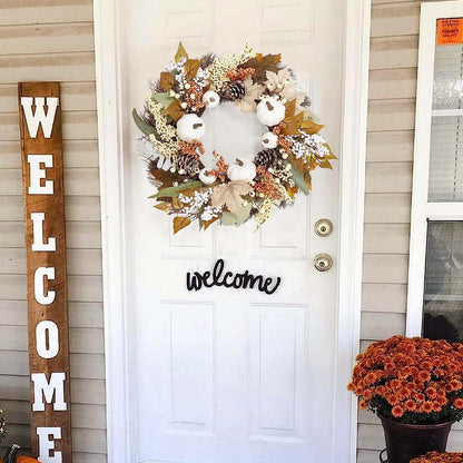 Thanksgiving Cotton Maple Leaf Pine Cone Wreath Garland