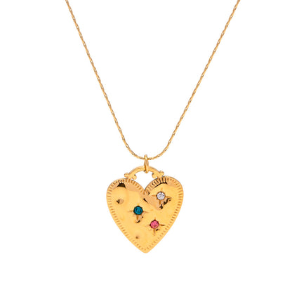 Colored Diamond Heart Pendant Necklace