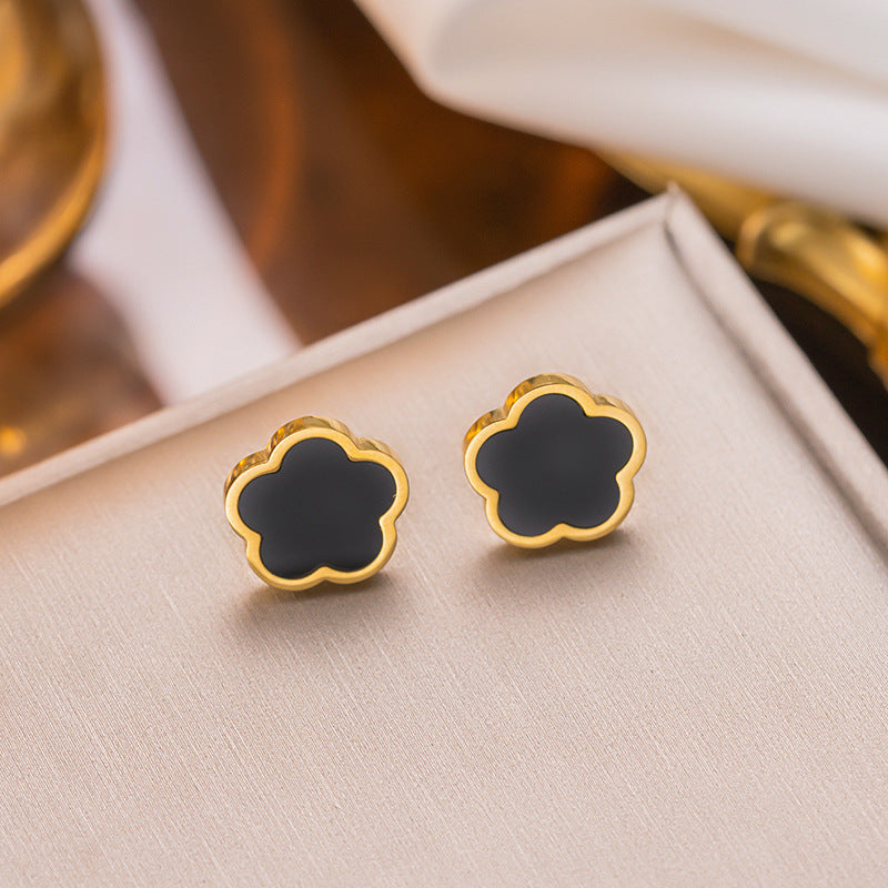 Elegant Clover Earrings with Simple Chic Five-Petal Design