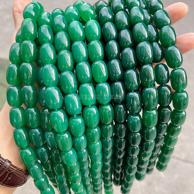 Natural green agate bucket beads drum beads loose beads