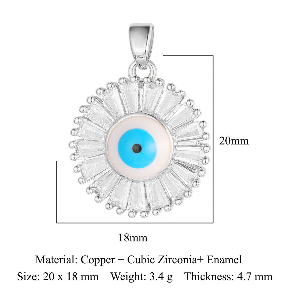 Copper zircon pendant evil eye blue eyes