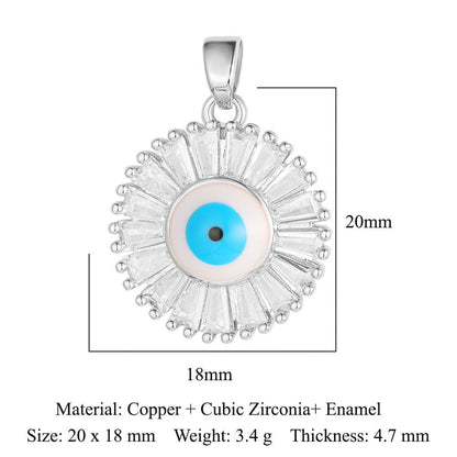 Copper zircon pendant evil eye blue eyes